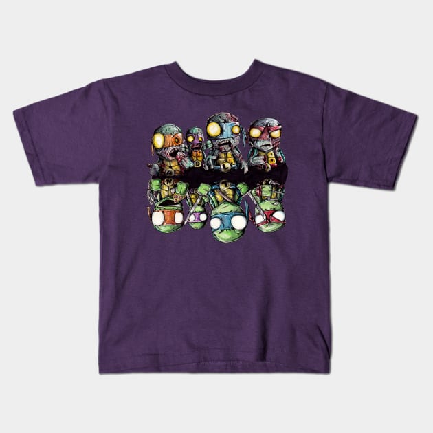 Turtle Zombie Reflections Kids T-Shirt by tacoboydesigns